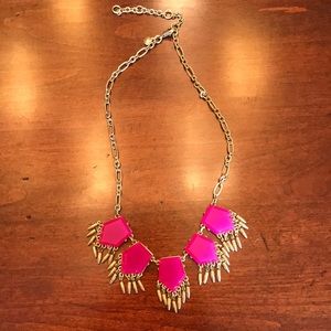 Jcrew Hot Pink & Gold Statement Necklace